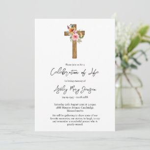 Convite Celebração Floral da Cruz da Vida Funeral
