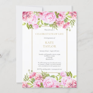 Convite Celebração Floral de rosas do Funeral da Vida