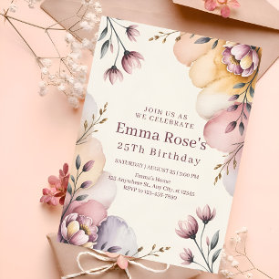Convite Celebração Floral em Pastel Suave
