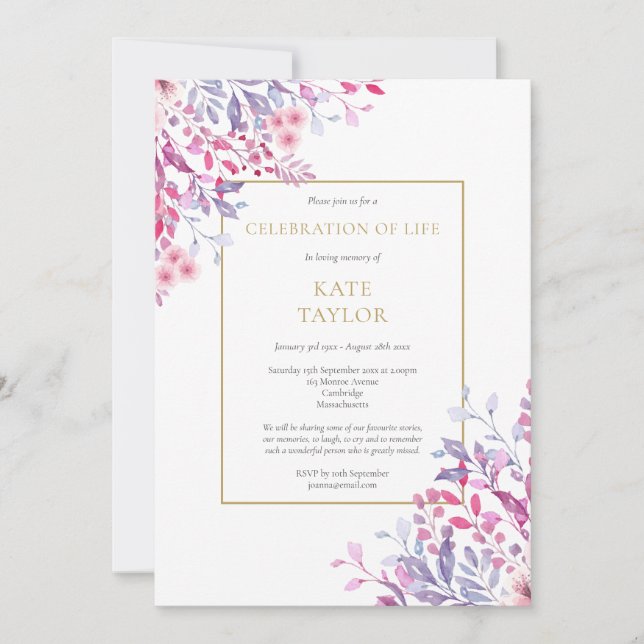 Convite Celebração Floral Funerária Country de Vida (Frente)