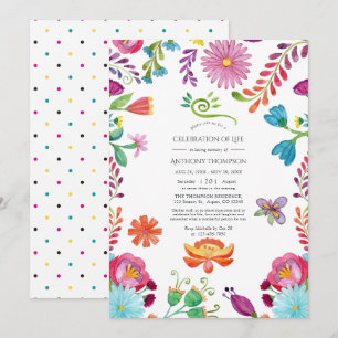 Convite Celebração Floral Mexicana da Festa da Vida