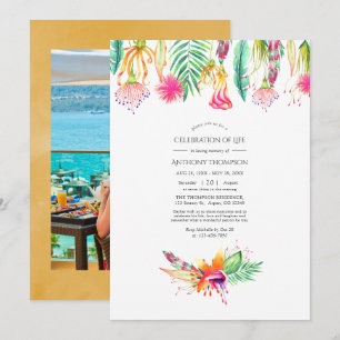 Convite Celebração Floral Tropical de Verão da Vida Foto