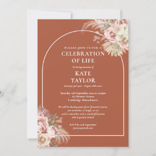 Convite Celebração Funeral da Grama Floral de Pampas de Vi