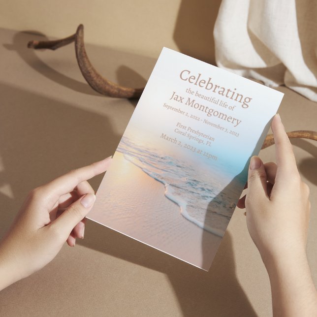 Convite Celebração Funeral de Foto de Ocean Beach (Criador carregado)