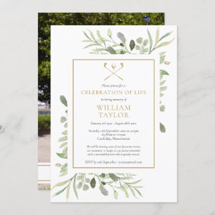 Convite Celebração Funeral Golfer da Life Greenery Foto