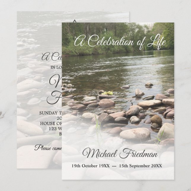 Convite Celebração Funeral Memorial da Vida Judaica (Frente/Verso)