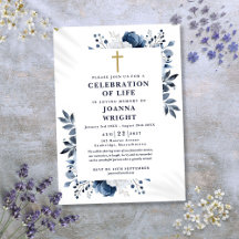 Celebração Funerária Cristã Floral Azul da Celebra