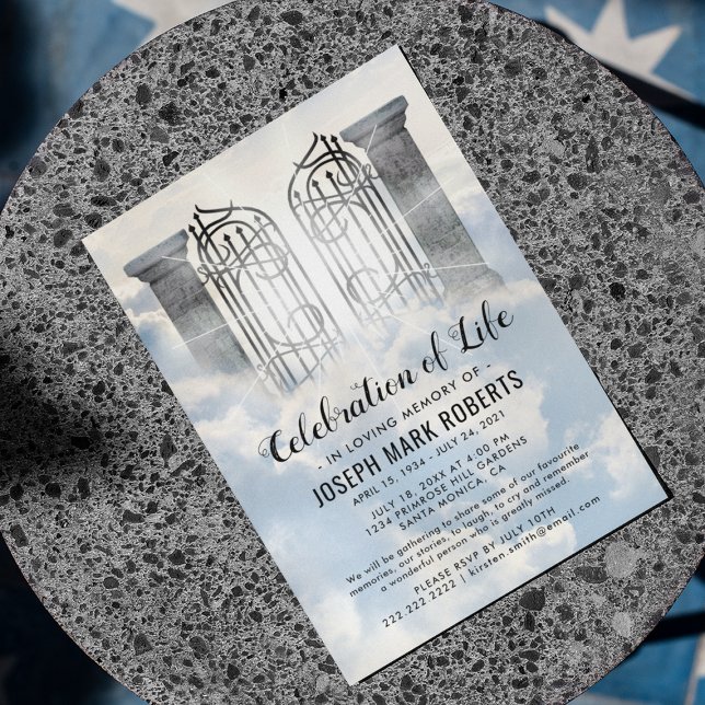 Convite Celebração Funerária da Vida | Portas do Céu (Criador carregado)