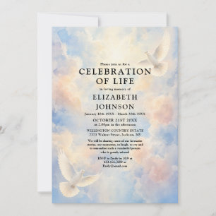 Convite Celebração Funerária do Pombo do Céu Celestial
