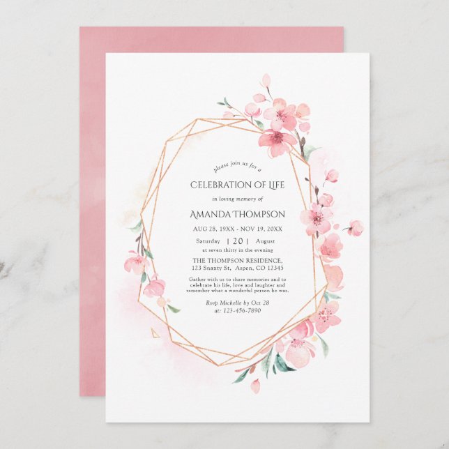 Convite Celebração Geométrica da Vida de Florença Cerejeir (Frente/Verso)