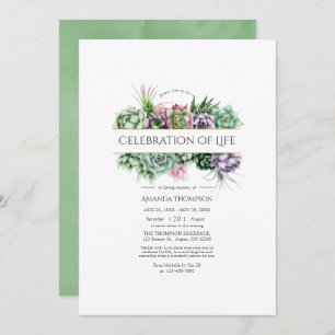 Convite Celebração Geométrica Suculenta de Aquarela da Vid