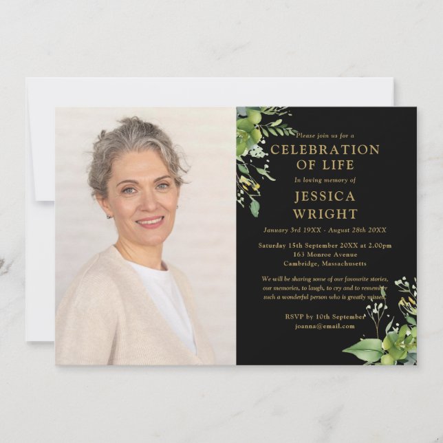 Convite Celebração Greenerativa Da Foto Funeral Da Vida (Frente)