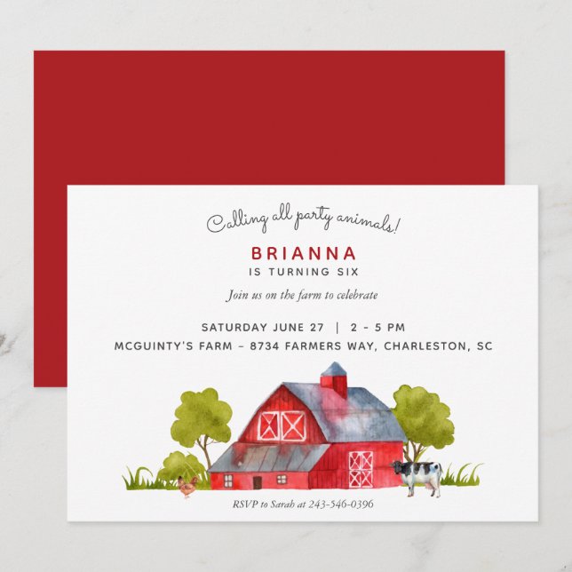 Convite Celebração Horizontal de Aniversário de Animais de (Frente/Verso)