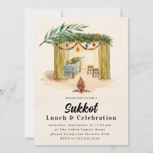 Convite Celebração judaica de Sukkot Sukkah Potluck Etrog