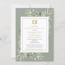 Convite Celebração Judaica de Vida Funeral Verdejante