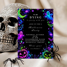 Convite Celebração Luxuosa de Halloween Neon