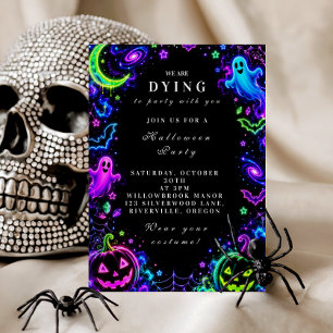 Convite Celebração Luxuosa de Halloween Neon