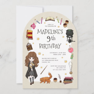 Convite Celebração Mágica de Aniversário de Hermione Grang