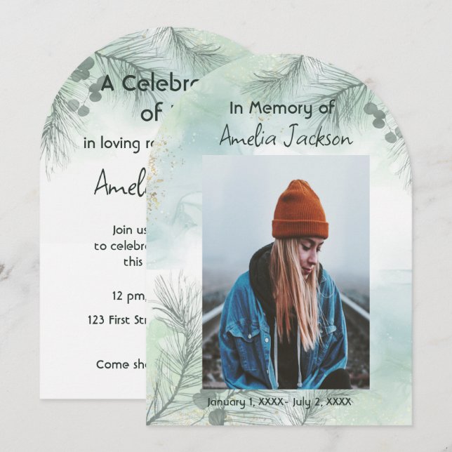 Convite Celebração Memorial de Fotos da Vida (Frente/Verso)