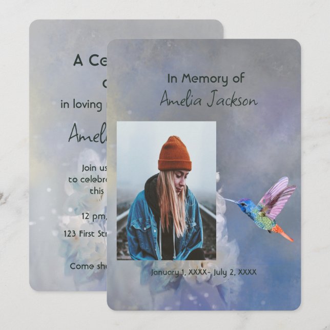 Convite Celebração Memorial de Fotos da Vida (Frente/Verso)