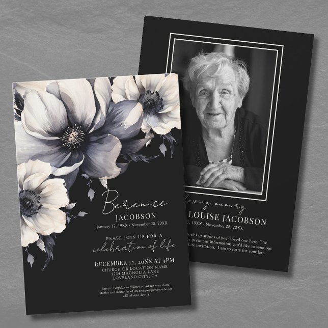 Convite Celebração Memorial Elegante Da Vida (Elegant Script Memorial Celebration Of Life Invitation)