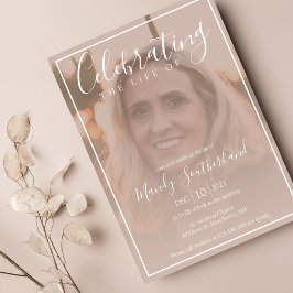Convite Celebração Mínima de Foto de Script Elegante da Vi