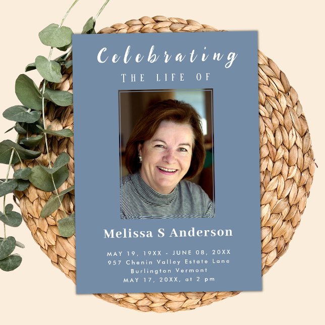 Convite Celebração Mínima de Foto Funeral Moderna da Vida (Criador carregado)