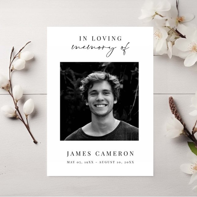 Convite Celebração Minimalista da Foto Funeral da Vida (Criador carregado)