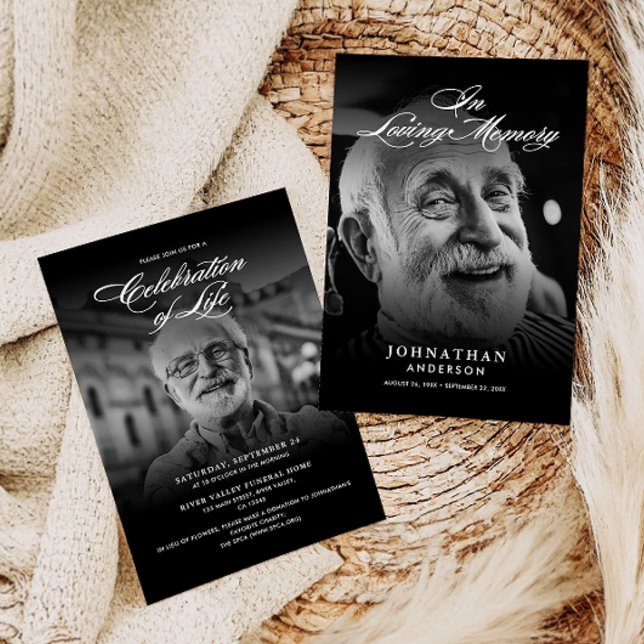 Convite Celebração Moderna da Vida 2-Fotos Elegante Script (Criador carregado)