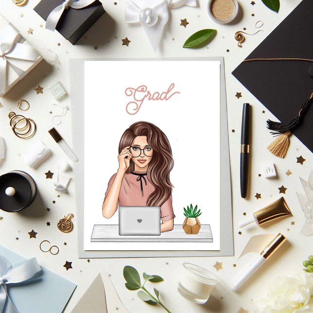 Convite Celebração Moderna de Formandos na moda (Stylish Woman Modern Graduate Celebration Invitation)