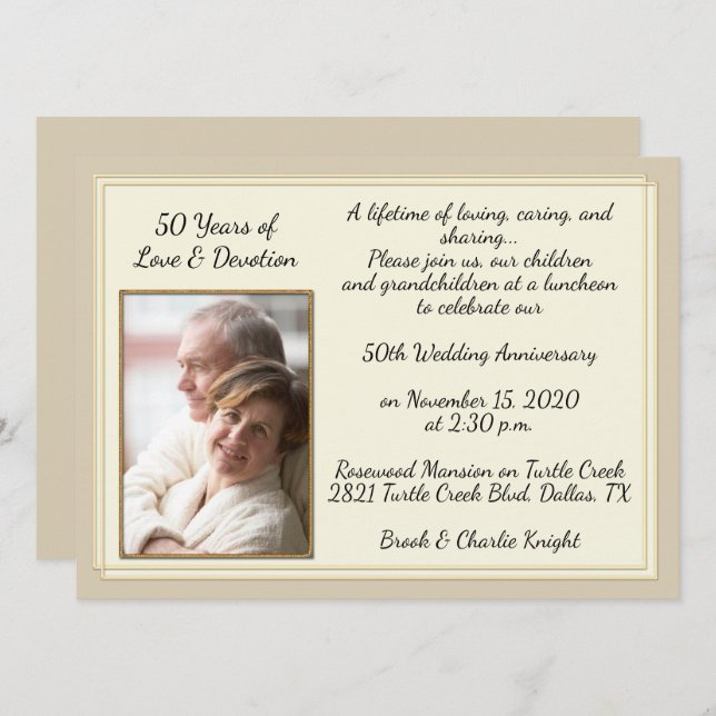 Convite Celebração Moderna do 50º Aniversário (Frente/Verso)