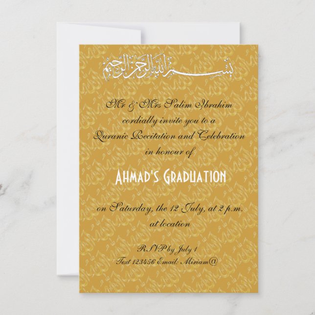 Convite Celebração muçulmana do Allah de ouro (Frente)