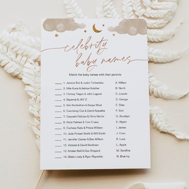 Convite Celebração Nome do Bebê Twinkle Star Jogo do Chá d (Criador carregado)