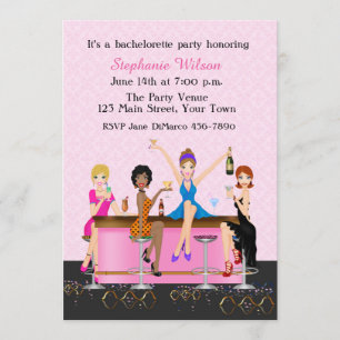 Convite Celebração Noturna de Bachelorette Girl
