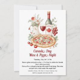 Convite Celebração Noturna de Vinho e Pizza | Dia do Canad