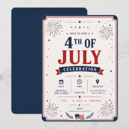 Convite Celebração Patriótica Clássica de Fogo de Artifíci