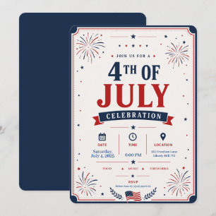 Convite Celebração Patriótica Clássica de Fogo de Artifíci