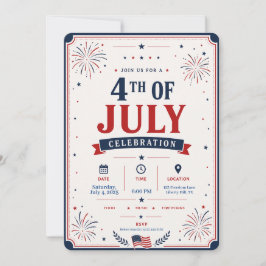 Convite Celebração Patriótica Clássica de Fogo de Artifíci