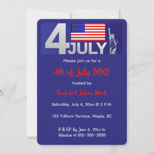 Convite Celebração Patriótica Editável do Dia 4 de Julho