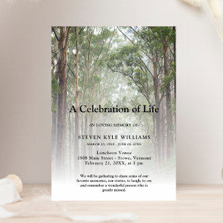 Convite Celebração Personalizada da Floresta Funeral da Vi