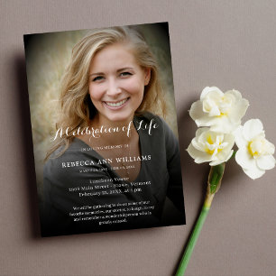Convite Celebração Personalizada de Fotos do Funeral da 