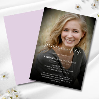 Convite Celebração personalizada de fotos do Funeral Life