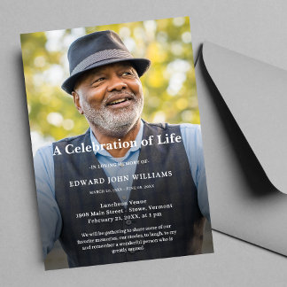 Convite Celebração personalizada de fotos do Funeral Life