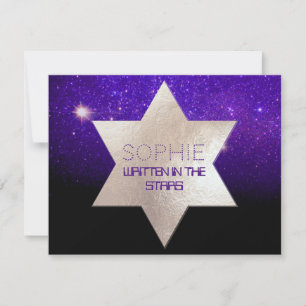 Convite Celebração PixDezines Night Sky/Purple/Mitzvah