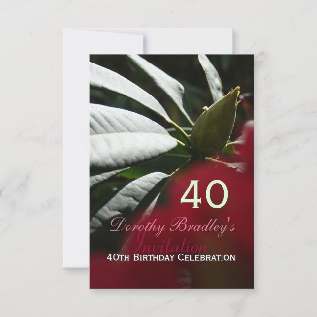 Convite Celebração por aniversário de 40 anos Rhododendron (Frente)