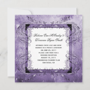 Convite Celebração Pós-Casamento Floral Roxo Grunge