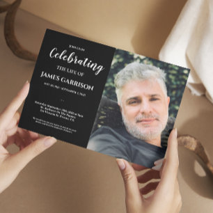 Convite Celebração Preta Branca da Vida com o Funeral Foto