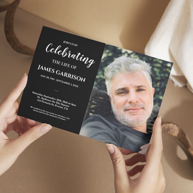 Convite Celebração Preta Branca da Vida com o Funeral Foto (Criador carregado)
