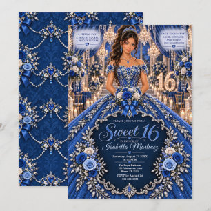 Convite Celebração Real Azul do Sweet 16