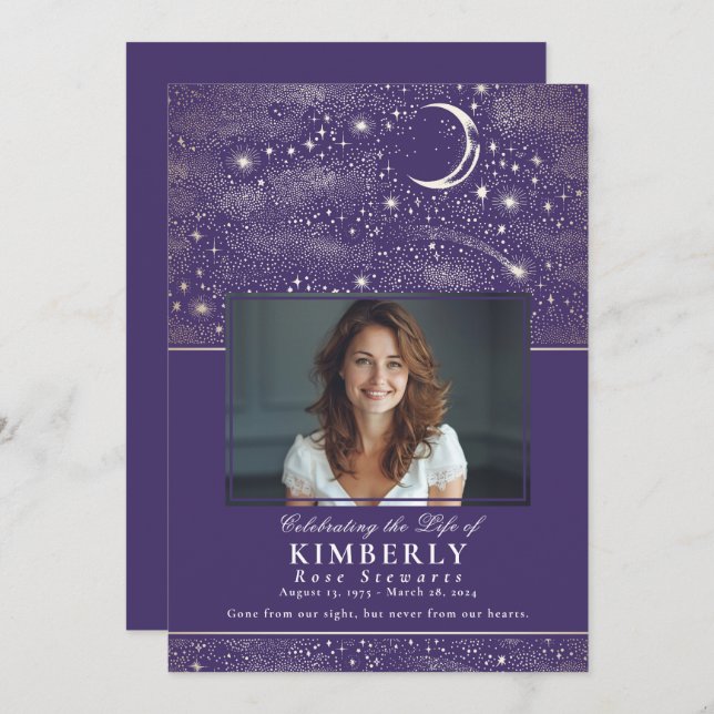 Convite Celebração Roxa do Memorial Funeral da Vida (Frente/Verso)